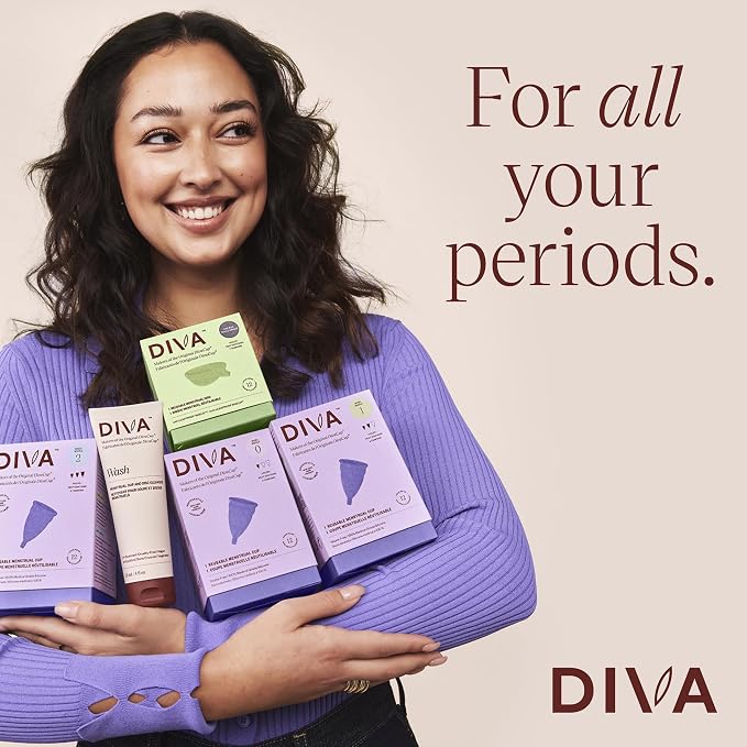 DIVA Cup - Medical Grade Silicone Cup for Period Care - Reusable Menstrual Cup - Up to 12 Hours of Continuous Wear - Model 2 (for Wide Vaginal Canals, Post-Partum & Ages 35+)