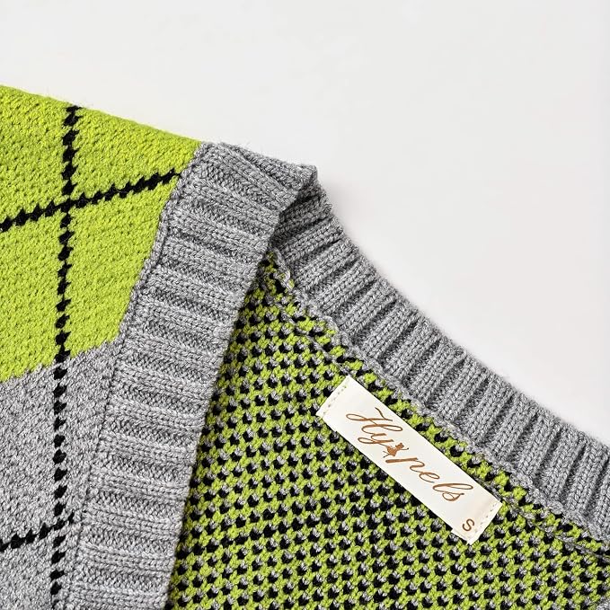 Women's Sweater Vest,Y2K Sleeveless Pattern Preppy Style Knitted Crop Tank Top for Girl