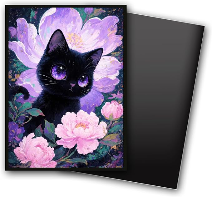 MTG Card Sleeves, Ultra Clear Front & Matte Finish Back, 100 Count Standard Size Matte Art Sleeve for Magic The Gathering (Cat and Flowers)