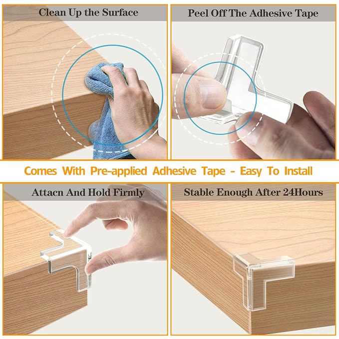 16 Pack Table Corner Protectors Clear Corner Guards Corner Bumpers Covers, Furniture & Sharp Corner Baby Proofing, T-Shaped