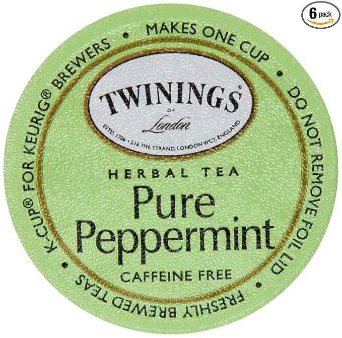 Twinings of London K-Cup Portion Pack for Keurig K-Cup Brewers Pure Peppermint Tea, 72 Count (Pack of 6)