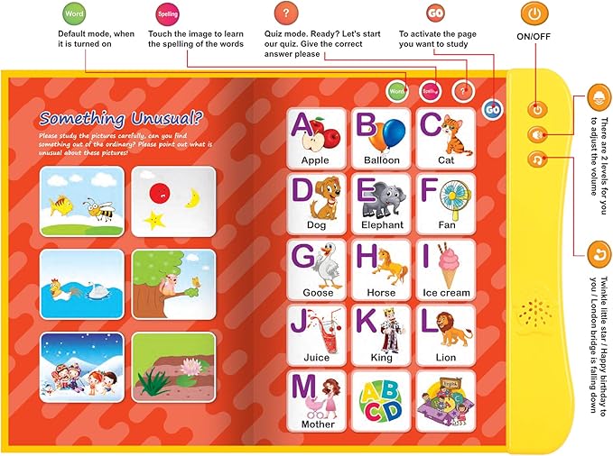 ABC Learning For Toddlers Sound Book, Ideal for Learning & Education Toys, Speech Therapy Toys, Preschool Learning Toys, 8 Page Toddler Activity Book Learning Alphabets, Animal, Speak and Spell & More