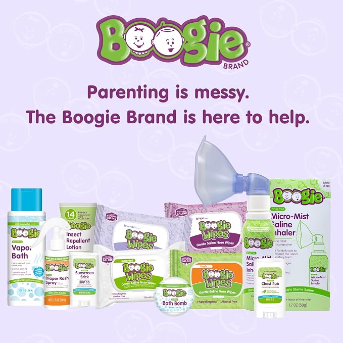 Boogie Wipes Saline Nose Wipes - 45 Count - Fresh Scent, Hypoallergenic & Alcohol-Free - Allergy Relief - Made with Natural Saline, Aloe, Chamomile & Vitamin E - Diaper Bag Essential