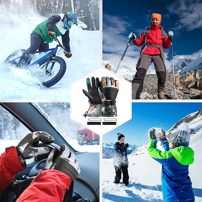 Ski Gloves,Snow Gloves,Waterproof Cold Weather Winter Gloves for Parent Boys Girls- Cycling, Driving, Running