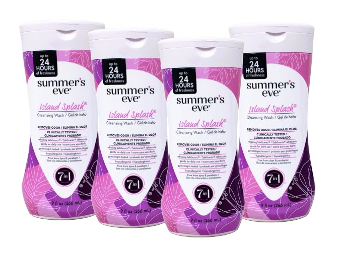 Summer's Eve Island Splash Refreshing Daily Feminine Wash, Removes Odor, pH balanced, 9 fl oz. (Pack of 4)