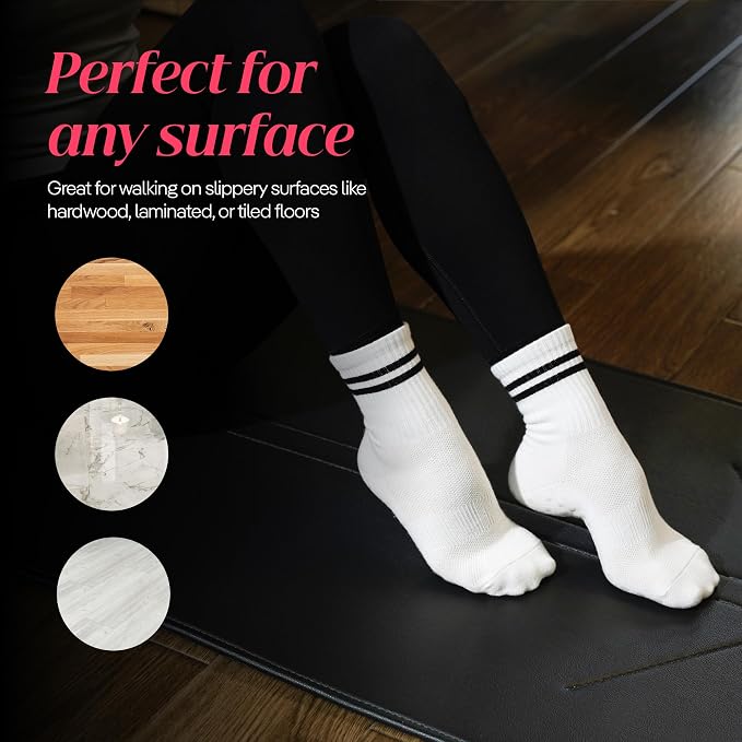 COOLMATE Pilates Socks with Grips for Women, Yoga Socks, Crew Non Slip Women for Barre, Pilates Gifts for Women