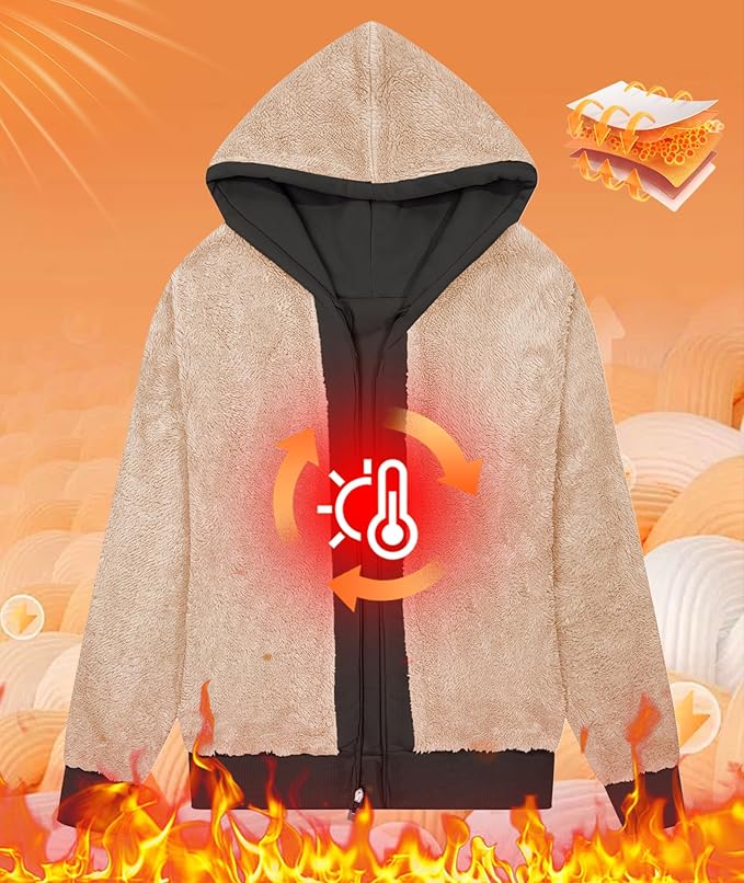 Little Beauty Womens Zip Up Hoodies Winter Thick Fleece Lined Hooded Jacket Casual Cozy Warm Sweatshirt Coat