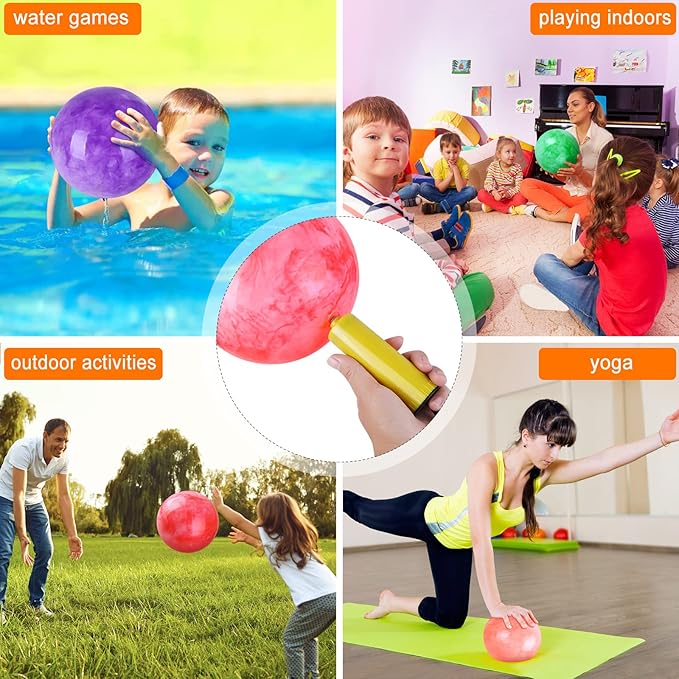 2 Pcs Marbleized Bouncy Balls for Kids Large-Sized Ball Inflatable Rubber Playground Sensory Balls for Beach Pets Indoor Outdoor Kickball Water Balls