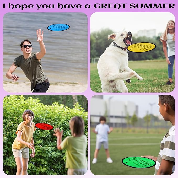 End of the Year Gifts for Students Bulk Foldable Flying Disc Fans Set with Stickers Bags, End of Year Student Gifts from Teacher Beach Fun Folding Pocket Hand Fans for Outdoor Activities Games