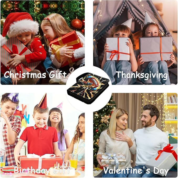 Football Card Binder, 900 Pocket Football Card Holder with 50 Removable Sleeves, Creative Design Zipper Sports Card Binder Sheets Display Storage for Collectors Boys and Girls Gift (900 CARD)