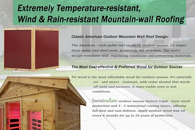 Full Spectrum Outdoor Sauna 3 Person,Low EMF Far Infrared Sauna with Folding Lounge Chair for Home, | Chromotherapys| Bluetooth Speakers| Near&Mid Infrared Therapy| Fir Wood| 81.1*44.9* 83.4 In
