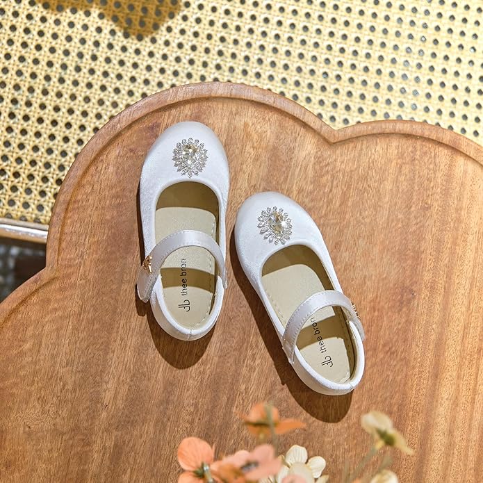 THEE BRON Mary Jane Ballet Flats - Girls' Dress Shoes with Hook & Loop Closure