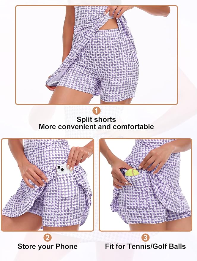 Viracy Tennis Dress for Women Sleeveless Golf Dresses with Shorts and Pockets Ruffle Zip Up Stand Collar Golf Outfits