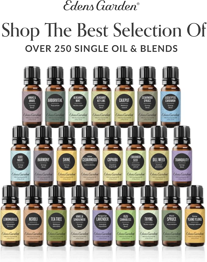 Edens Garden Essential Oils De-Stress 6 Set – 100% Pure Therapeutic Grade, Undiluted Aromatherapy Blends for Relaxation, Calming & Mood – Ideal for Diffusers, Home, Office & Self-Care, 10 ml/ 6 Pack