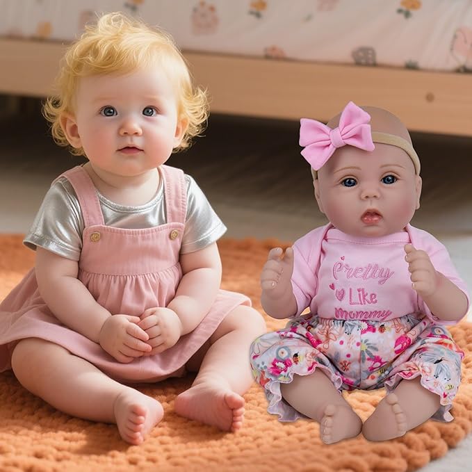 Milidool Lifelike Reborn Baby Dolls Girl - Realistic 18-Inch Newborn Baby Doll, Nice Gift for Kids Age 3+, Parents-to-be, Grandparents,Pink Clothes