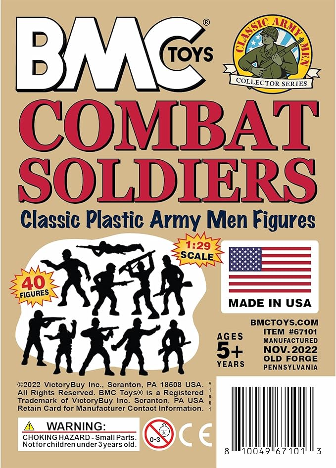 BMC Classic Tan Plastic Army Men - 40pc WW2 Soldier Figures - Made in USA
