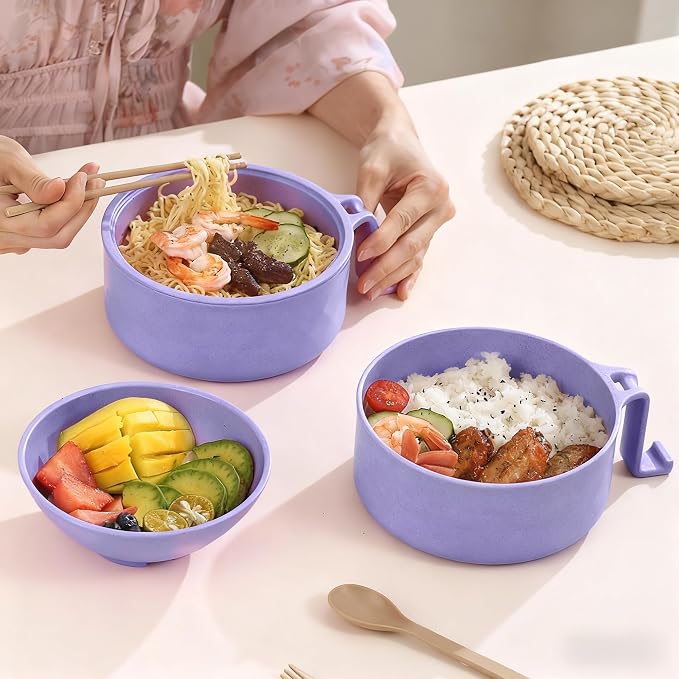 Layron Ramen Cooker Ramen Bowl Set with Chopsticks Microwave Noodle Bowl College Dorm Room Essentials for Girls for Boys Apartment Essentials-Blue