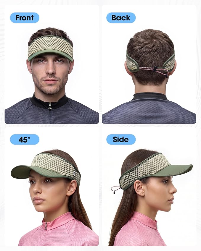Mesh Breathable Sports Visor - Men Women Adjustable Lightweight Quick Dry Sun Hat for Tennis, Golf, Running
