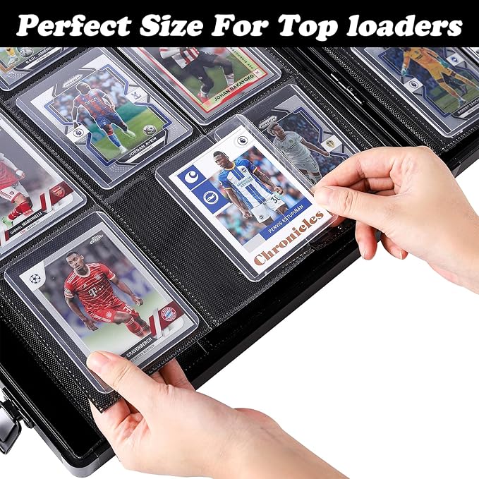 Azamou Toploader Binder for Trading Cards, Hard Cases, Holds 216 Toploaders, 9 Pocket Sleeves for 3" x 4" Cards (Gray 216-Toploaders)