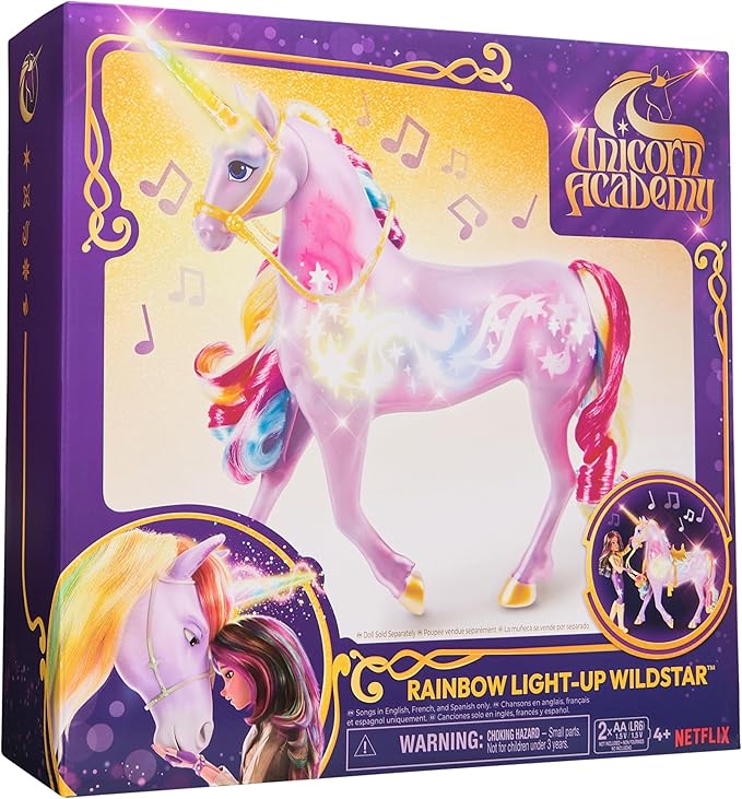 Unicorn Academy, Interactive Rainbow Light-up Wildstar with Lights, Sounds & Music, Dolls & Unicorn Toys for Girls Ages 4 and up