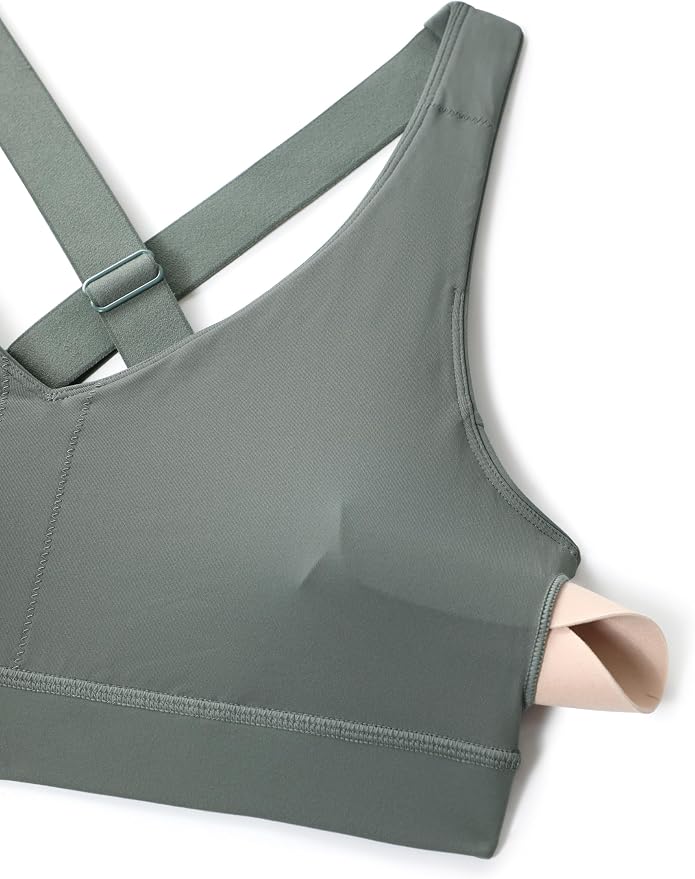 CRZ YOGA Butterbreeze Criss Cross Back Sports Bras for Women - V Neck Adjustable Straps Padded Workout Training Crop Top