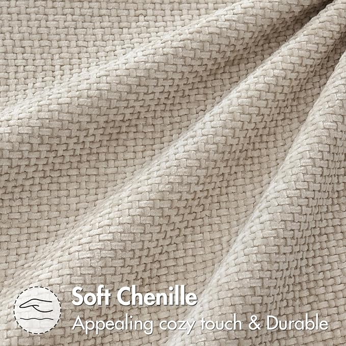 MIULEE Decorative Lumbar Throw Pillow Covers 12x20 in Neutral Beige 2 Pack | Modern Boho Accent, Soft Chenille Pillow Covers, Farmhouse Cushion Cases for Couch Bed Sofa Living Room Home Decor