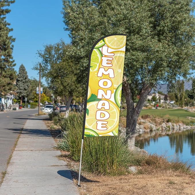 Lemonade Feather Flag for Storefronts Fairs,6 FT (Flagpole Not Included) | Business Advertising Flag