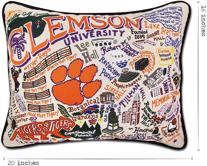 Catstudio Clemson University Collegiate Embroidered Decorative Throw Pillow