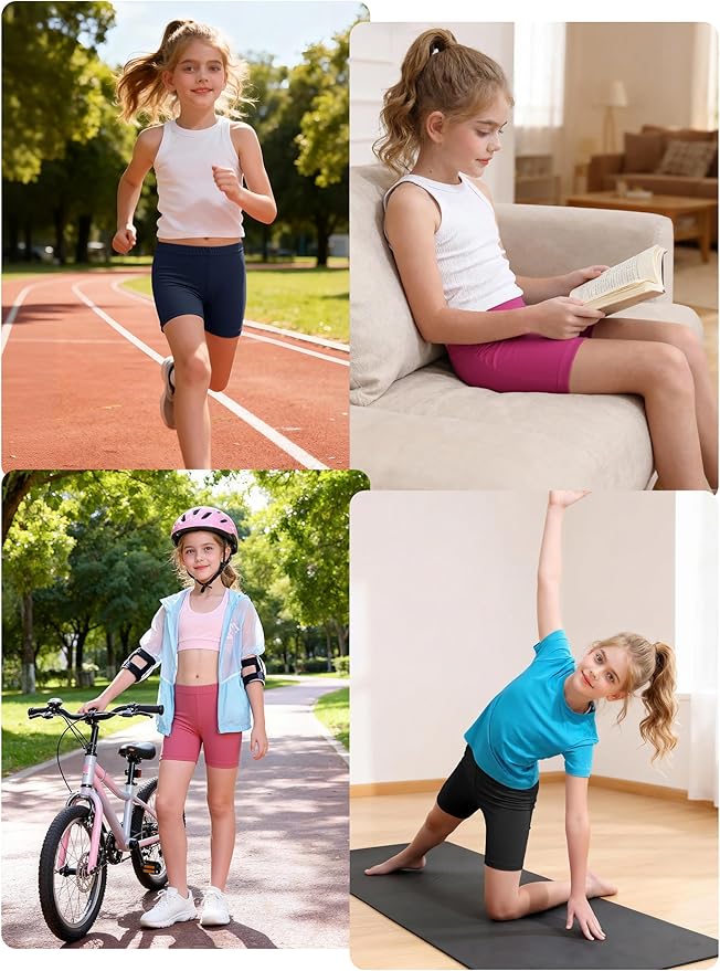 Resinta 6 Pack Girls Bike Shorts Under Dress Dance Cartwheel Shorts for Toddler Kids Summer Clothes Multicolor
