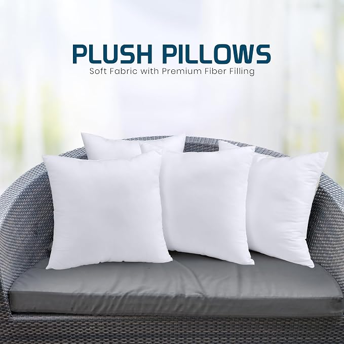 Utopia Bedding Throw Pillows, Decorative 12x12 Pillow Inserts, Set of 4 | Down alternative pillow insert with plush fluffy fill for beds sofas couches and chairs. Suitable for indoor outdoor use.