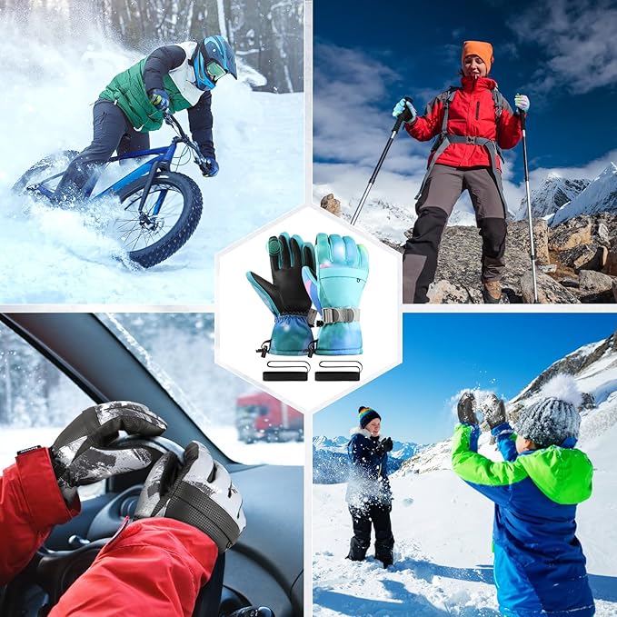 Ski Gloves,Snow Gloves,Waterproof Cold Weather Winter Gloves for Parent Boys Girls- Cycling, Driving, Running