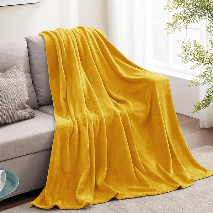 BEDELITE Fleece Blanket Soft Plush Throw for Couch Yellow 50"x60" | Ultra Soft Fleece, Plush Microfiber, Lightweight Warmth, All Season Comfort, Fade Resistant, Machine Washable, Couch Sofa Bed