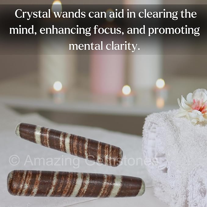 Amazing Gemstone Narmada Stone Crystal Wand Massage Stick - Pelvic Wand Gua Sha for Adults - Crystals and Healing Stones Massage Wands for Adults Gifts (Smooth)