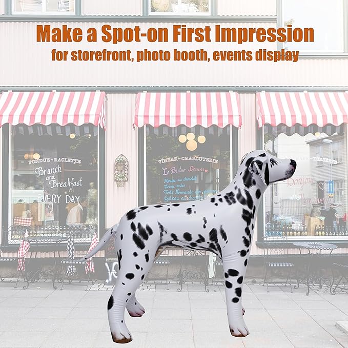 Jet Creations 39 inch Length, 30 inch Height Inflatable Dalmatian Dog, Lifelike Black White Puppy, Firehouse Mascot, Party Decoration, VBS, Photo Prop, Toy Gift for Kids, Adults