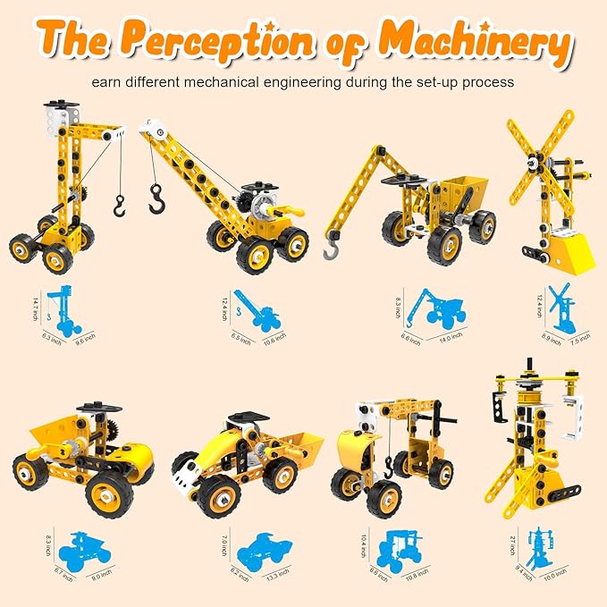 STEM Building Toys, 10 in 1 Construction Set for Preschool Kids, Educational Creative Games Holiday Idea Gift for 5+ Years Old, Stem Activities for Kids Ages 4-8 5-7 6-8 Boy Birthday Gifts