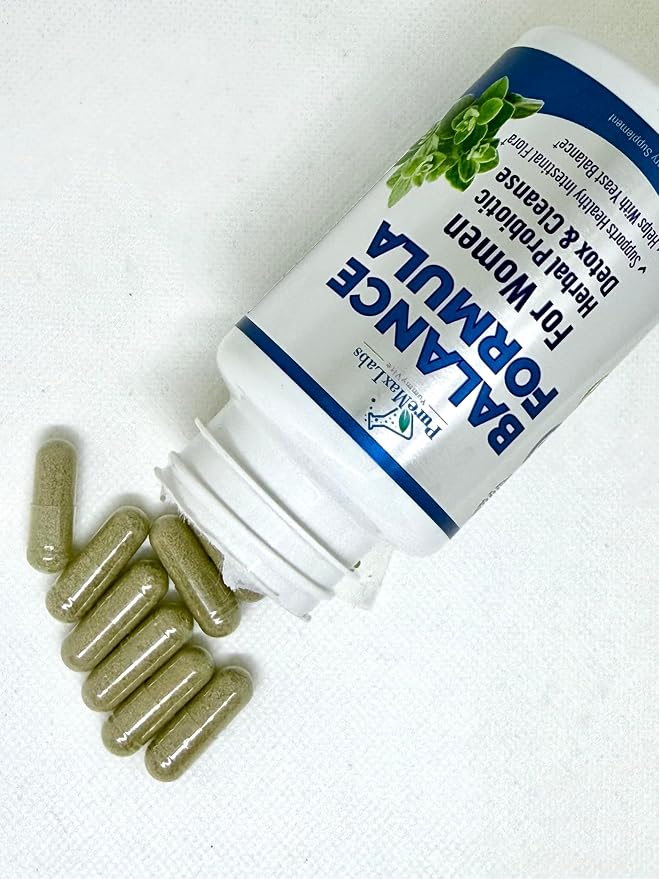 YUMMYVITE Balance Complex for Women - for Vaginal Health, Herbal Detox & Cleanse, Vaginal Probiotics, Supports Healthy Intestinal Flora, Helps with Yeast Infections 60 Capsules