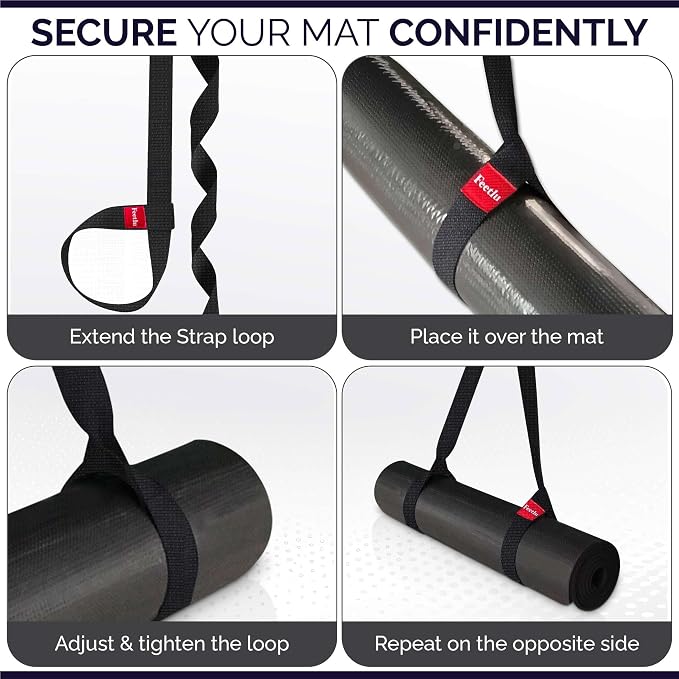 Yoga Mat Straps 2 in 1 - Cotton - Adjustable anti-slip straps for yoga, pilates, stretching, for carrying mats