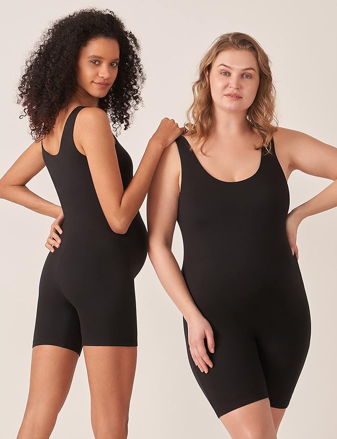 POSHDIVAH Women's Maternity Bodysuit Pregnancy Shapewear Double Lined Sleeveless Tank Top Shorts Romper Jumpsuit