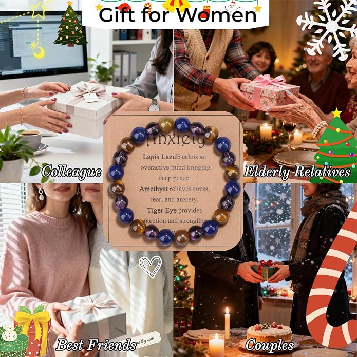 MAIBAOTA Healing Crystal Bracelet for Women Empath Protection & Safe Travel & Anxiety Relief Bracelet - New Beginnings Lucky Charms for Travel/New Job/Next Chapter