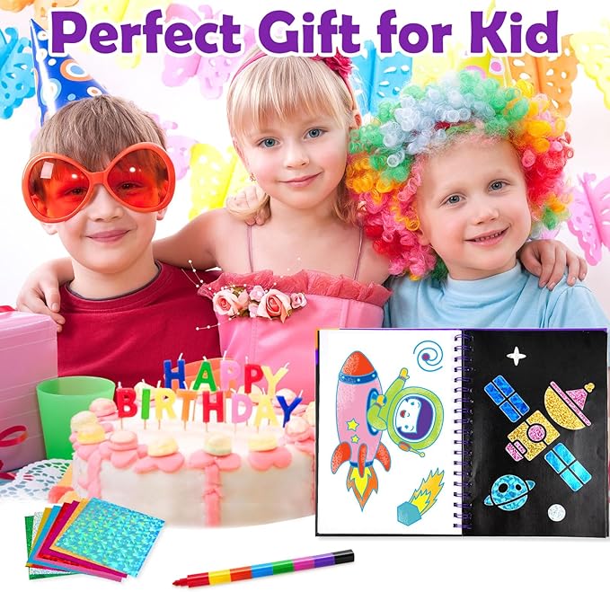 FUNNYB&G Foil Art Crafts for Kids Ages 4-8: Valentines Crafts for Kids 2026,Birthday Gift for Girls,Art and Crafts Supplies,Party Favors,Creative Toys for Girls Boys 4 5 6 7 8 9 Years Old (Space)