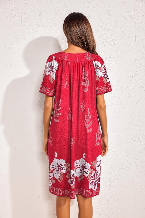 Ekouaer Womens House Dress Floral Print Moo Moos Nightgowns Moomoo Dresses Mumus with Pockets