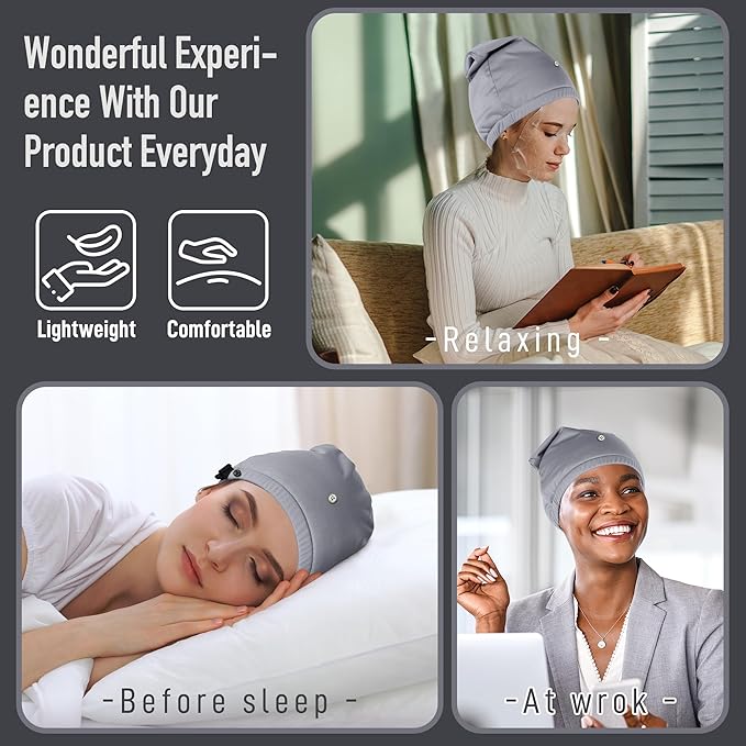 Castor Oil Pack Wrap for Head, Reusable Hat Wrap Organic Cotton for Women Sleeping,Castor Oil Pack Kit for Thinning, Balding, Dry and Damaged Hair(Oil Not Included) M