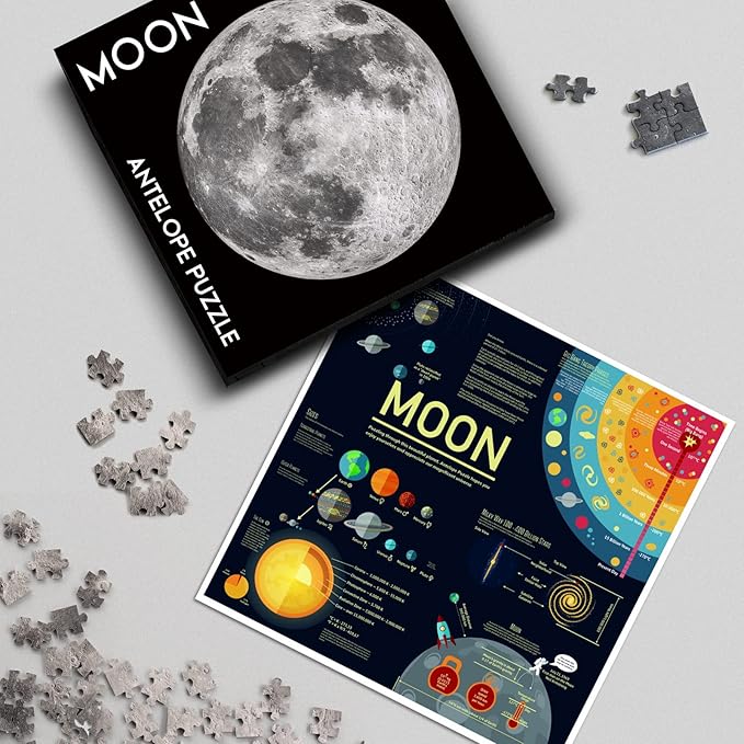 Antelope 3 in 1 1000 Piece Round Puzzle Bundle - Earth, Space, and Moon With Sun - Planet and Space Jigsaw