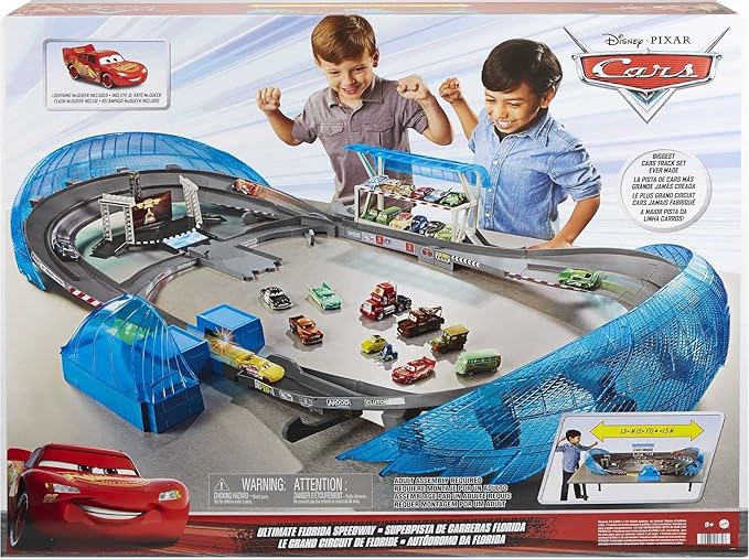 Mattel Disney Pixar Cars Ultimate Florida Speedway Track Set with Lightning McQueen Car and Motorized Booster, 5 Feet Long, Toy Gift for Kids