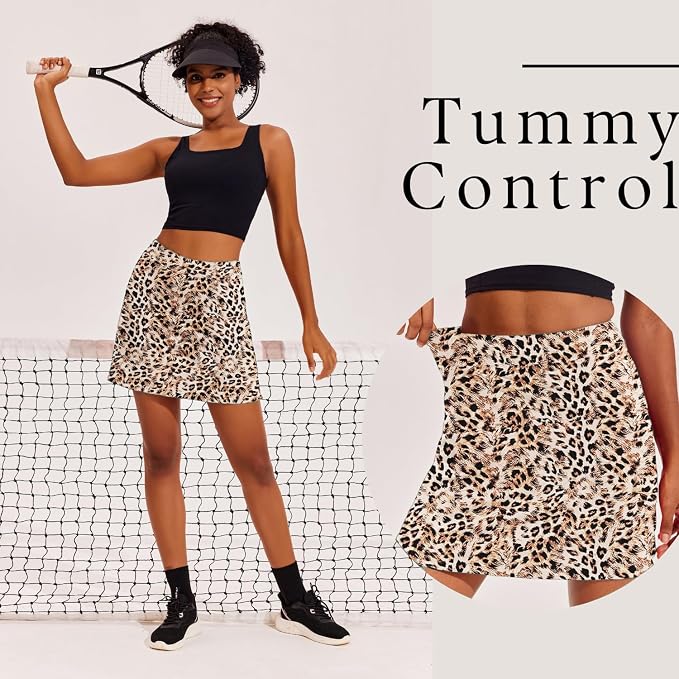 Ekouaer 16" Skorts for Women with Pockets Golf Pickleball Tennis Skirt | Silicone Grippers,2 Inner Pockets,Wide Waist,Side Slit Hem,Breathable,Soft,Lightweight