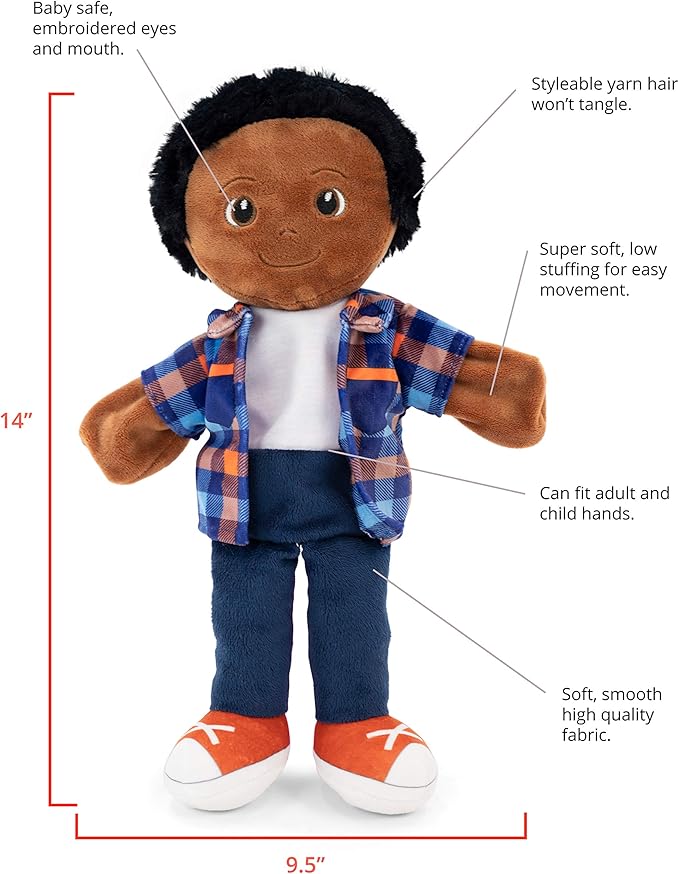 Playtime by Eimmie Hand Puppets for Kids (Charlie) - 14" Soft Plush Toy for Boys & Girls, Pretend Play, Storytelling, Theater, Imaginative Fun, Educational Puppet for Toddlers & Children Ages 3+