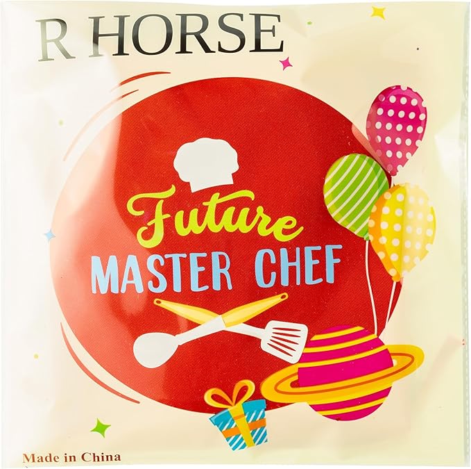 R HORSE 2Pcs Kid Apron and Chef Hat Set, Adjustable Children Red Kitchen Toddler Apron for Girls, Cooking Baking Painting and Training Kits Role Play Chef Toy Funny Cooking Gift Birthday Gift for Kids