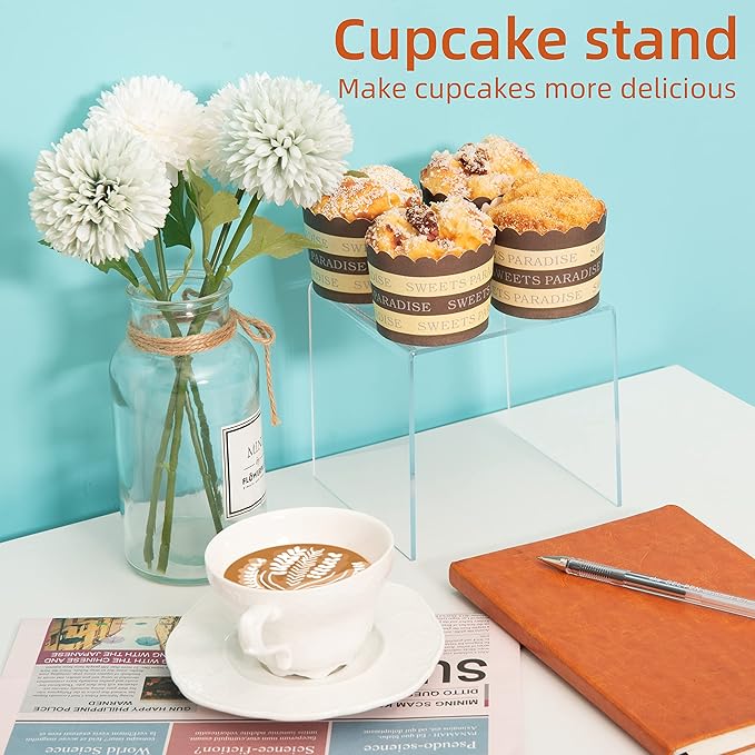 ihomecooker Acylic Riser Square Display Stand For Cupcakes, Arts and Crafts (Clear, 8P-4&5INCH)