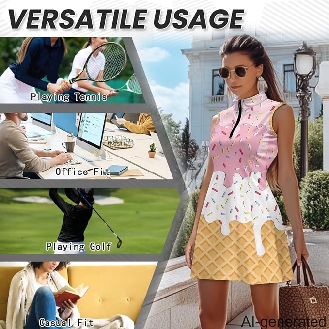 Golf Dress Tennis Dresses for Women with Built in Shorts and Pockets Sleeveless Athletic Dress Workout Dress