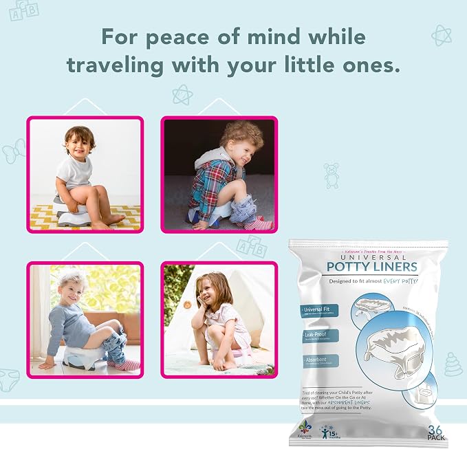 Kalencom Potette Plus Potty Seat Liners - Disposable, Leakproof Liners for Travel Potty Seat - Fragranced to Absorb Odor - 30 Count